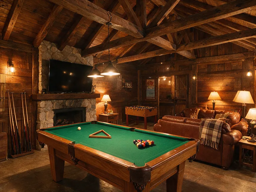 Cuarto de juegos con billar